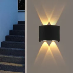 LED Outdoors Wall Lamp 2W 4W Up/Down Lighting Indoor Double-Head Curved Waterproof IP65 Wall Lamp Modern Bedroom Lamp Warm White Light AC85-265V