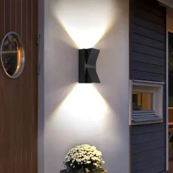 Led Outdoors Wall Lamp 5W 10W Up/Down Lighting Indoor Double-Head Curved Waterproof IP65 Wall Lamp Modern Bedroom Lamp Warm White Light AC85-265V