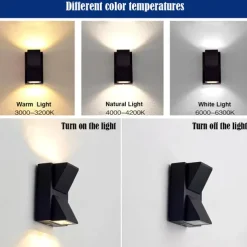 Led Outdoors Wall Lamp 5W 10W Up/Down Lighting Indoor Double-Head Curved Waterproof IP65 Wall Lamp Modern Bedroom Lamp Warm White Light AC85-265V