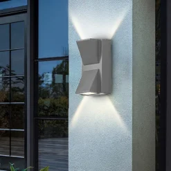 Led Outdoors Wall Lamp 5W 10W Up/Down Lighting Indoor Double-Head Curved Waterproof IP65 Wall Lamp Modern Bedroom Lamp Warm White Light AC85-265V