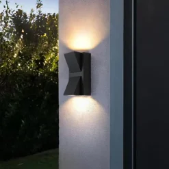 Led Outdoors Wall Lamp 5W 10W Up/Down Lighting Indoor Double-Head Curved Waterproof IP65 Wall Lamp Modern Bedroom Lamp Warm White Light AC85-265V