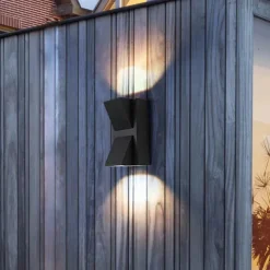 Led Outdoors Wall Lamp 5W 10W Up/Down Lighting Indoor Double-Head Curved Waterproof IP65 Wall Lamp Modern Bedroom Lamp Warm White Light AC85-265V