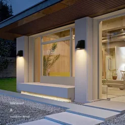 Led Outdoors Wall Lamp 5W 10W Up/Down Lighting Indoor Double-Head Curved Waterproof IP65 Wall Lamp Modern Bedroom Lamp Warm White Light AC85-265V