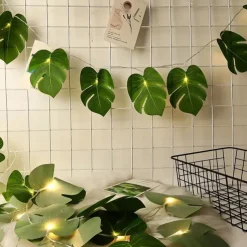 10/20LED Palm Leaf Fairy String Lights Artificial Garland Lights Christmas Birthday Hanging Vine Wedding Beach Theme Home Garden Decorative Lights
