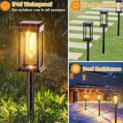 LED Pathway Lights Outdoor Solar Street Light Waterproof IP65 Solar Garden Decorative Light Landscape Lighting for Yard Lawn Patio Walkway