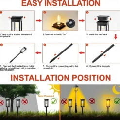 LED Pathway Lights Outdoor Solar Street Light Waterproof IP65 Solar Garden Decorative Light Landscape Lighting for Yard Lawn Patio Walkway
