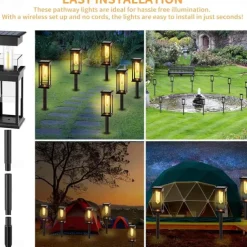 LED Pathway Lights Outdoor Solar Street Light Waterproof IP65 Solar Garden Decorative Light Landscape Lighting for Yard Lawn Patio Walkway