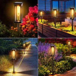 LED Pathway Lights Outdoor Solar Street Light Waterproof IP65 Solar Garden Decorative Light Landscape Lighting for Yard Lawn Patio Walkway