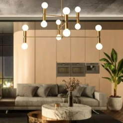 LED Pendant 55/100cm Ceiling Light Fixture Adjustable Height Pendant Mid-Century Modern Ceiling Light for Living Room, Dining Room, Kitchen