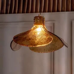LED Pendant lamp Glass Flower Design Amber lampshade E12/E14 Interior Hanging lamp Loft Height Adjustable Ceiling Pendant lamp Bedroom Bar Cafe Office Table Hanging Lamps 110-240V