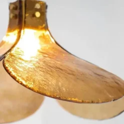 LED Pendant lamp Glass Flower Design Amber lampshade E12/E14 Interior Hanging lamp Loft Height Adjustable Ceiling Pendant lamp Bedroom Bar Cafe Office Table Hanging Lamps 110-240V