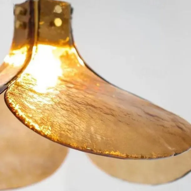 LED Pendant lamp Glass Flower Design Amber lampshade E12/E14 Interior Hanging lamp Loft Height Adjustable Ceiling Pendant lamp Bedroom Bar Cafe Office Table Hanging Lamps 110-240V