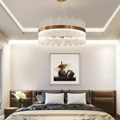 LED Pendant Light 50 / 60 / 80cm Light Luxury European K9 High end Crystal Chandelier Dimming Ceiling Lamp Suitable for Bedroom Dining Room Study AC110V AC220V