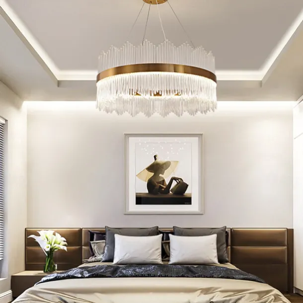 LED Pendant Light 50 / 60 / 80cm Light Luxury European K9 High end Crystal Chandelier Dimming Ceiling Lamp Suitable for Bedroom Dining Room Study AC110V AC220V