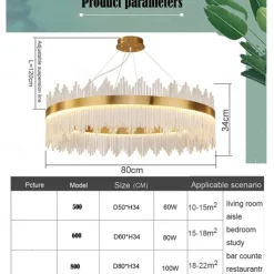 LED Pendant Light 50 / 60 / 80cm Light Luxury European K9 High end Crystal Chandelier Dimming Ceiling Lamp Suitable for Bedroom Dining Room Study AC110V AC220V