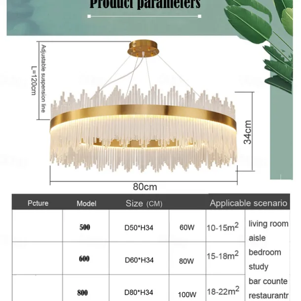 LED Pendant Light 50 / 60 / 80cm Light Luxury European K9 High end Crystal Chandelier Dimming Ceiling Lamp Suitable for Bedroom Dining Room Study AC110V AC220V