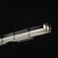 LED Pendant Light 128 cm Island Lights Dimmable Line Design Metal Glass Minimalist Painted Finishes Dining Room Kitchen Lights 110-240V