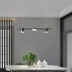 LED Pendant Light 150 cm Liner Design Dimmable 3/5/6 Lights Metal Aluminum Acrylic Nordic Style Deaign Dining Room Kitchen Lights 110-240V Black