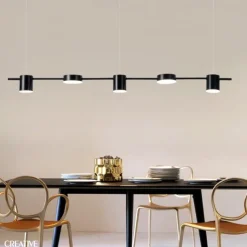 LED Pendant Light 150 cm Liner Design Dimmable 3/5/6 Lights Metal Aluminum Acrylic Nordic Style Deaign Dining Room Kitchen Lights 110-240V Black