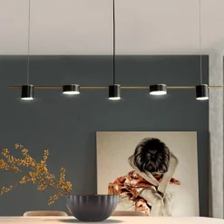 LED Pendant Light 150 cm Liner Design Dimmable 3/5/6 Lights Metal Aluminum Acrylic Nordic Style Deaign Dining Room Kitchen Lights 110-240V Black