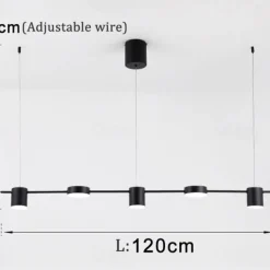 LED Pendant Light 150 cm Liner Design Dimmable 3/5/6 Lights Metal Aluminum Acrylic Nordic Style Deaign Dining Room Kitchen Lights 110-240V Black