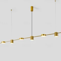 LED Pendant Light 150 cm Liner Design Dimmable 3/5/6 Lights Copper Aluminum Acrylic Nordic Style Deaign Dining Room Kitchen Lights 110-240V Gold