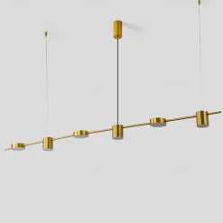 LED Pendant Light 150 cm Liner Design Dimmable 3/5/6 Lights Copper Aluminum Acrylic Nordic Style Deaign Dining Room Kitchen Lights 110-240V Gold