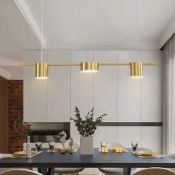 LED Pendant Light 150 cm Liner Design Dimmable 3/5/6 Lights Copper Aluminum Acrylic Nordic Style Deaign Dining Room Kitchen Lights 110-240V Gold