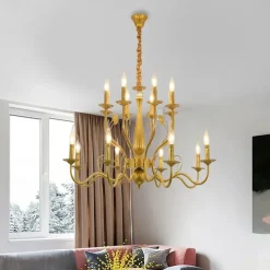 LED Pendant Light 6/12/16 Lights Farmhouse Pendant Light Rustic Industrial Iron Candle Ceiling Light for Dining Room Lighting Fixture Hanging Candle Hanging Pendant Light E14 Base