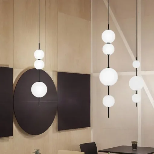 LED Pendant Light Black White Globe Kitchen Pendant Lighting on Island Long Bar Pendant Light Mid Century Long Linear Chandelier Ball Ceiling Pendant Chandelier 110-240V