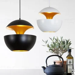 LED Pendant Light Ceiling Lamp 25cm 35cm Round Simple Design Black Gold WhiteGold E27/E26 I LED Lamp Restaurant Ceiling Lamp Study Bar Bedroom Lamp AC220V AC110V