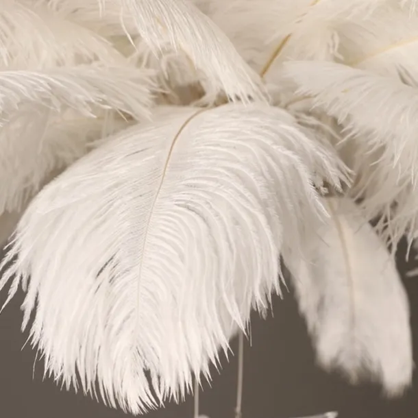 LED Pendant Light Chandelier Gorgeous Extra Large 70cm 6-Light White Ostrich Feather Bouquet Pendant Light Romantic Mounted Lighting Fixture for Restaurant Bedroom
