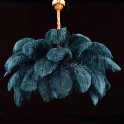 LED Pendant Light Chandelier Gorgeous Extra Large White Ostrich Feather Bouquet Pendant Light Romantic Mounted Lighting Fixture for Restaurant Bedroom