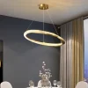 LED Pendant Light Circle Round Design, 60cm Modern Crystal Led Chandelier For Living Room Luxury Creative Design Gold Light Fixture Round Kitchen Island Hanging Lamps