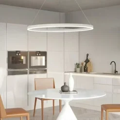 LED Pendant Light 40/60/80cm 1-Light Ring Circle Design Dimmable Aluminum Painted Finishes Luxurious Modern Style Dining Room Bedroom Pendant Lamps 110-240V ONLY DIMMABLE WITH REMOTE CONTROL