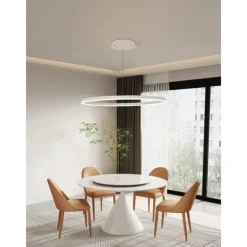 LED Pendant Light 40/60/80cm 1-Light Ring Circle Design Dimmable Aluminum Painted Finishes Luxurious Modern Style Dining Room Bedroom Pendant Lamps 110-240V ONLY DIMMABLE WITH REMOTE CONTROL