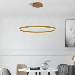 LED Pendant Light 40/60/80cm 1-Light Ring Circle Design Dimmable Aluminum Painted Finishes Luxurious Modern Style Dining Room Bedroom Pendant Lamps 110-240V ONLY DIMMABLE WITH REMOTE CONTROL