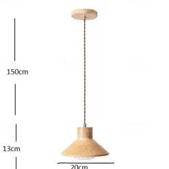 LED Pendant Light 20cm 1-Light Warm White Metal Wood Painted Finishes Bulb Included Modern Style Dining Room Bedroom Pendant Lantern Design 110-240V
