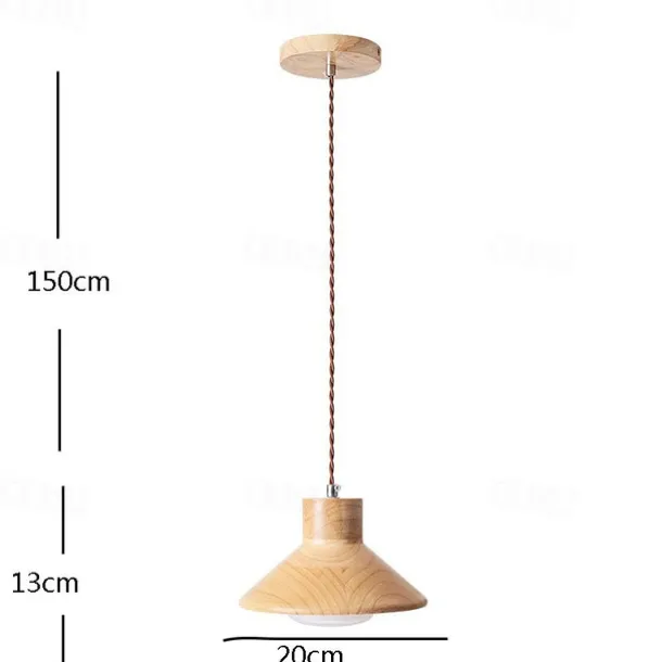 LED Pendant Light 20cm 1-Light Warm White Metal Wood Painted Finishes Bulb Included Modern Style Dining Room Bedroom Pendant Lantern Design 110-240V