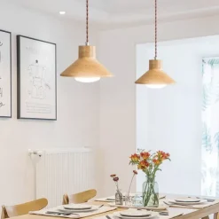 LED Pendant Light 20cm 1-Light Warm White Metal Wood Painted Finishes Bulb Included Modern Style Dining Room Bedroom Pendant Lantern Design 110-240V