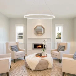 LED Pendant Light 40/60/80cm 1-Light Ring Circle Design Dimmable Aluminum Painted Finishes Luxurious Modern Style Dining Room Bedroom Pendant Lamps 110-240V ONLY DIMMABLE WITH REMOTE CONTROL