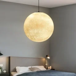 LED Pendant Light 15cm Moon Light Chandelier Nordic Style Bedroom Planet Ball Study and Restaurant Tooling Moon-Light Lamp Internet Celebrity Ins Lamps