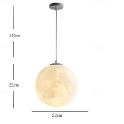 LED Pendant Light 15cm Moon Light Chandelier Nordic Style Bedroom Planet Ball Study and Restaurant Tooling Moon-Light Lamp Internet Celebrity Ins Lamps