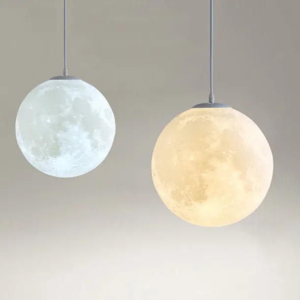 LED Pendant Light 15cm Moon Light Chandelier Nordic Style Bedroom Planet Ball Study and Restaurant Tooling Moon-Light Lamp Internet Celebrity Ins Lamps