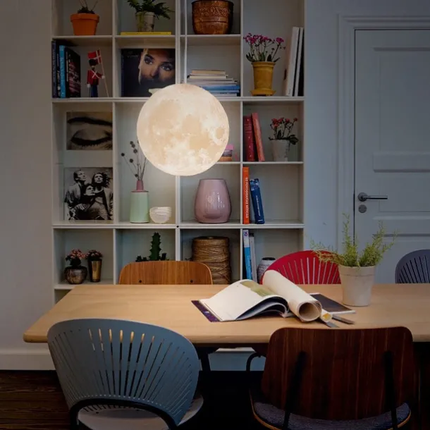 LED Pendant Light 15cm Moon Light Chandelier Nordic Style Bedroom Planet Ball Study and Restaurant Tooling Moon-Light Lamp Internet Celebrity Ins Lamps