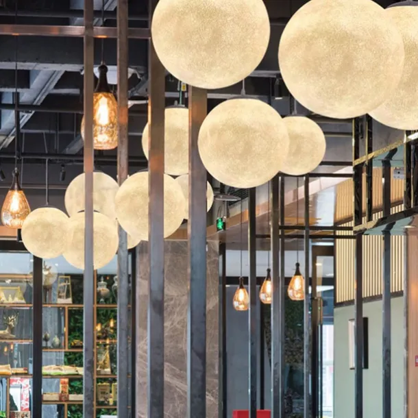 LED Pendant Light 15cm Moon Light Chandelier Nordic Style Bedroom Planet Ball Study and Restaurant Tooling Moon-Light Lamp Internet Celebrity Ins Lamps