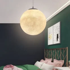 LED Pendant Light 15cm Moon Light Chandelier Nordic Style Bedroom Planet Ball Study and Restaurant Tooling Moon-Light Lamp Internet Celebrity Ins Lamps