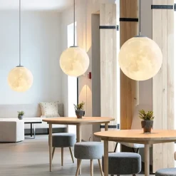 LED Pendant Light 15cm Moon Light Chandelier Nordic Style Bedroom Planet Ball Study and Restaurant Tooling Moon-Light Lamp Internet Celebrity Ins Lamps