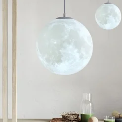 LED Pendant Light 15cm Moon Light Chandelier Nordic Style Bedroom Planet Ball Study and Restaurant Tooling Moon-Light Lamp Internet Celebrity Ins Lamps