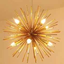 LED Pendant Light Crystal Chandelier 9-Light Firework Modern Sputnik Chandelier Pendant Light Fixture for living room Dining Room and Bedroom